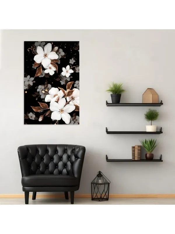Tablou canvas Noapte și puritate – decor floral — imaginea 4