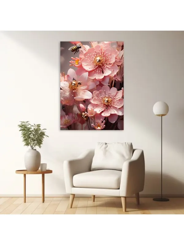 Tablou canvas Albine în paradisul roz – decor floral — imaginea 3