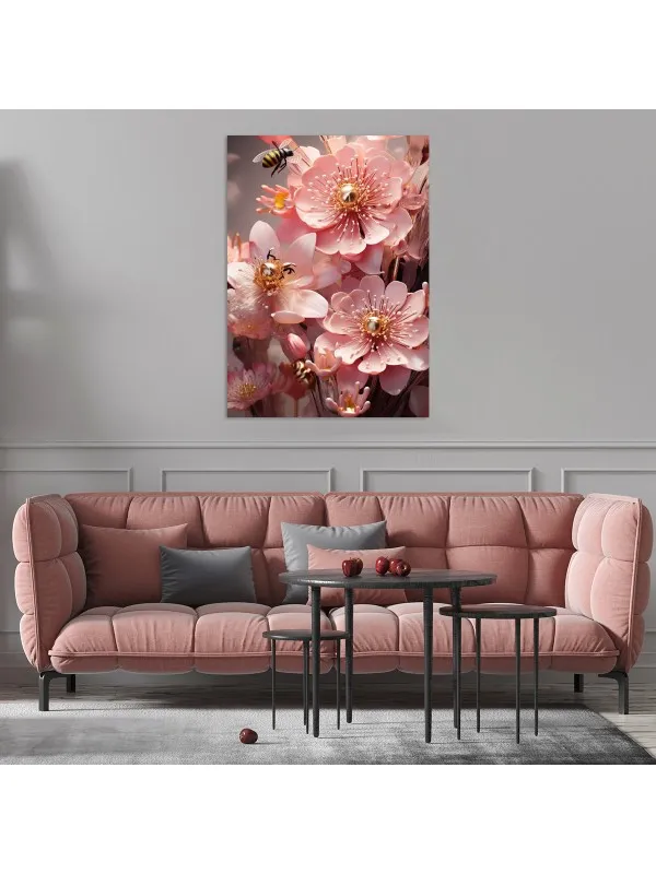 Tablou canvas Albine în paradisul roz – decor floral — imaginea 4