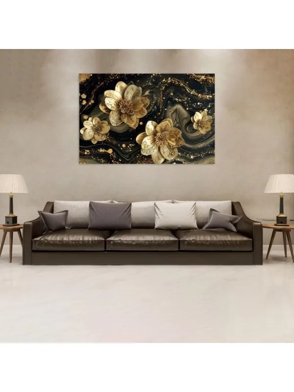 Tablou canvas Splendori nocturne – nuanțe întunecate și accente aurii — imaginea 2
