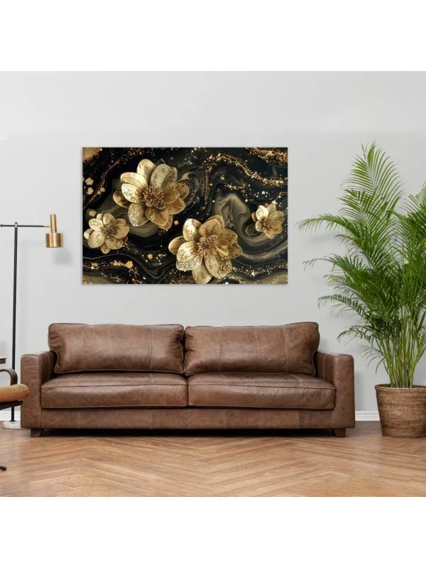 Tablou canvas Splendori nocturne – nuanțe întunecate și accente aurii — imaginea 3