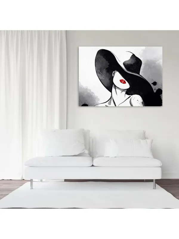 Tablou canvas Gânduri sub pălărie – portret feminin — imaginea 3
