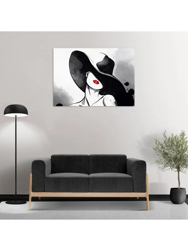 Tablou canvas Gânduri sub pălărie – portret feminin — imaginea 4