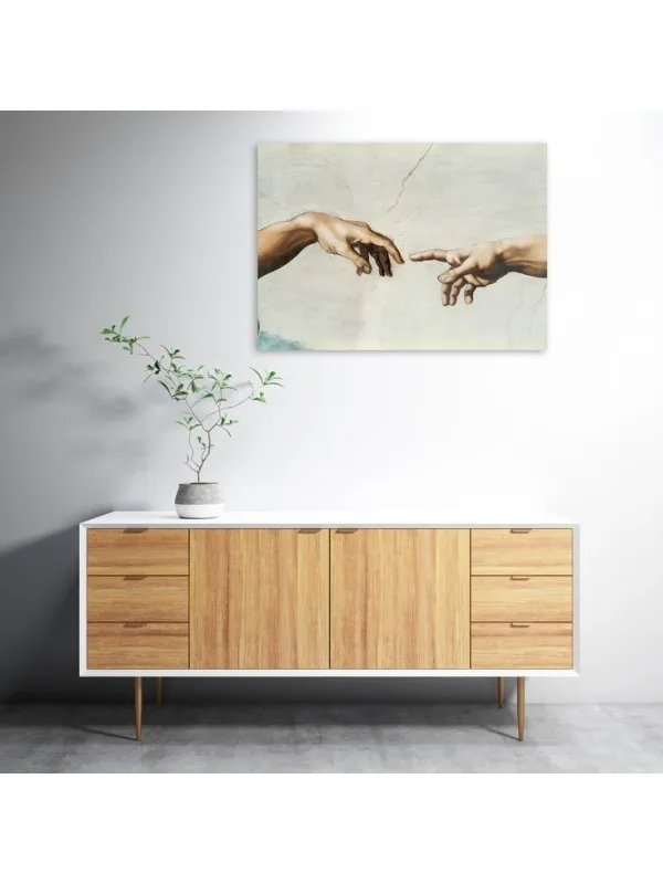 Tablou canvas The touch of divinity – mâinile din Crearea lui Adam — imaginea 2