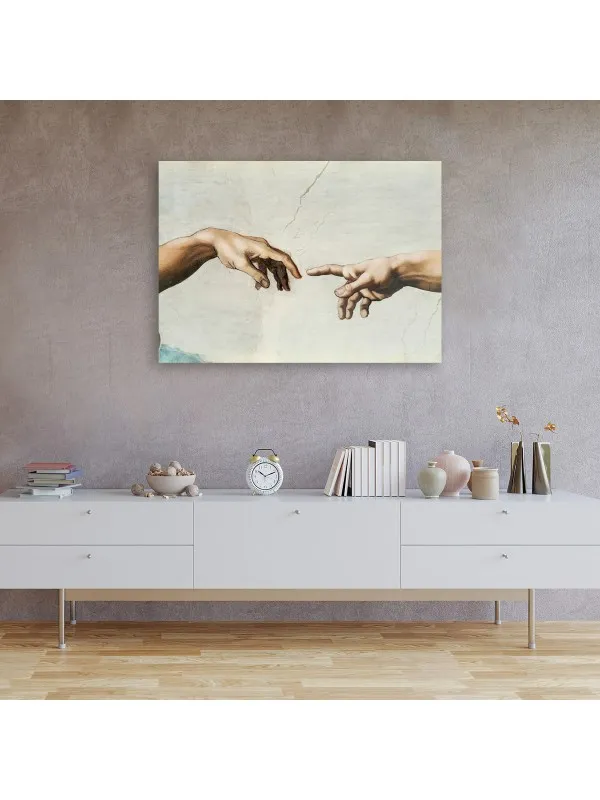 Tablou canvas The touch of divinity – mâinile din Crearea lui Adam — imaginea 3