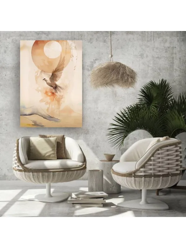 Tablou canvas Între cer și pământ – porumbel pe fond abstract — imaginea 3