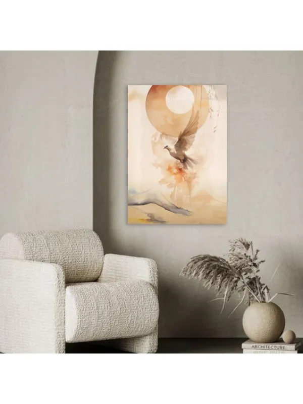 Tablou canvas Între cer și pământ – porumbel pe fond abstract — imaginea 4