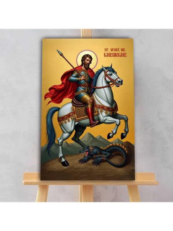 Icoana Sfântului Gheorghe – printată pe pânză — imaginea 2