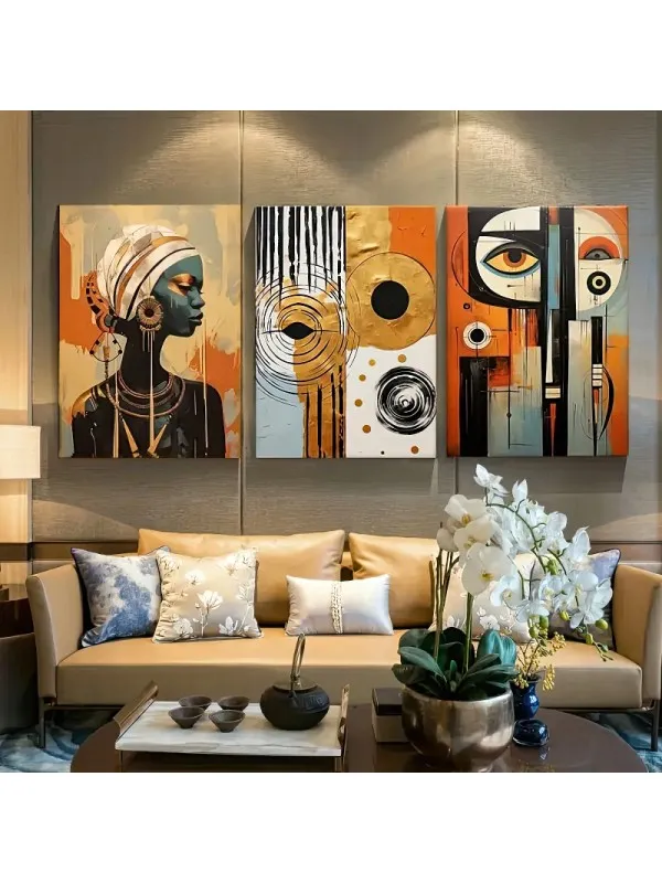 Set 3 tablouri cu femei africane – stil boho, 40x60 cm fiecare — imaginea 4