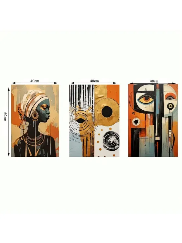 Set 3 tablouri cu femei africane – stil boho, 40x60 cm fiecare — imaginea 5