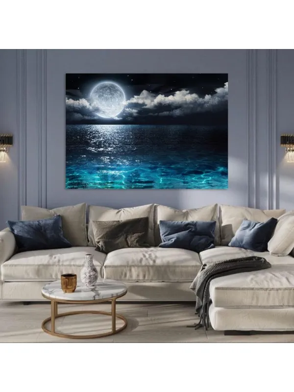 Tablou canvas Marea sub lumina lunii – peisaj nocturn — imaginea 2