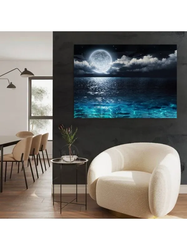 Tablou canvas Marea sub lumina lunii – peisaj nocturn — imaginea 3