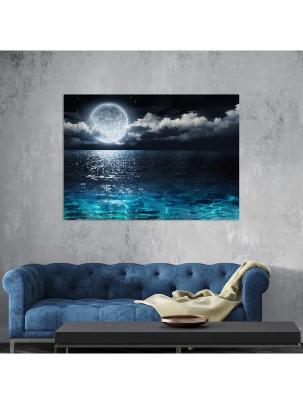 Tablou canvas Marea sub lumina lunii – peisaj nocturn — imaginea 5