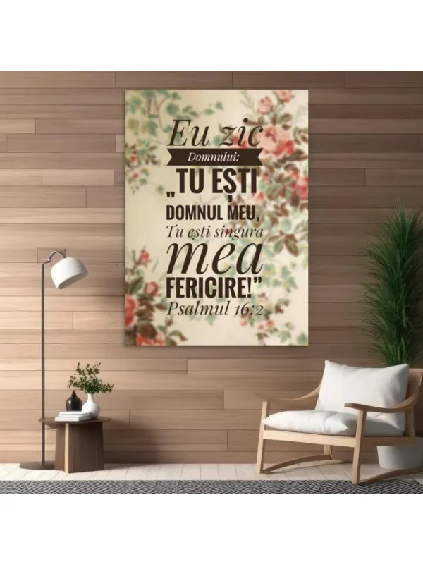 Tablou canvas Tu ești Domnul meu – Psalmul 16:2 pe fond floral vintage — imaginea 2