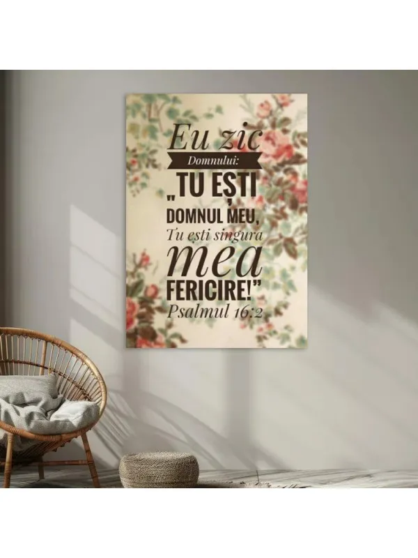 Tablou canvas Tu ești Domnul meu – Psalmul 16:2 pe fond floral vintage — imaginea 3