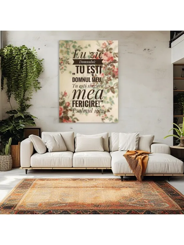 Tablou canvas Tu ești Domnul meu – Psalmul 16:2 pe fond floral vintage — imaginea 4