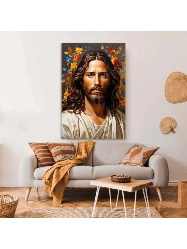 Tablou canvas Păstorul – portret pe fond cu flori colorate — imaginea 2