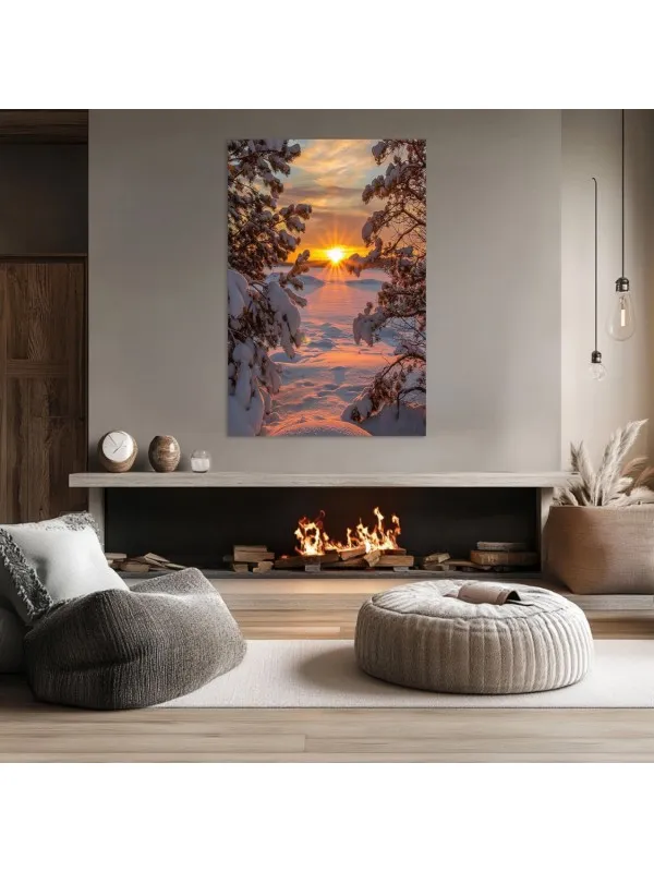 Tablou canvas Apus de iarnă – peisaj de Crăciun — imaginea 3