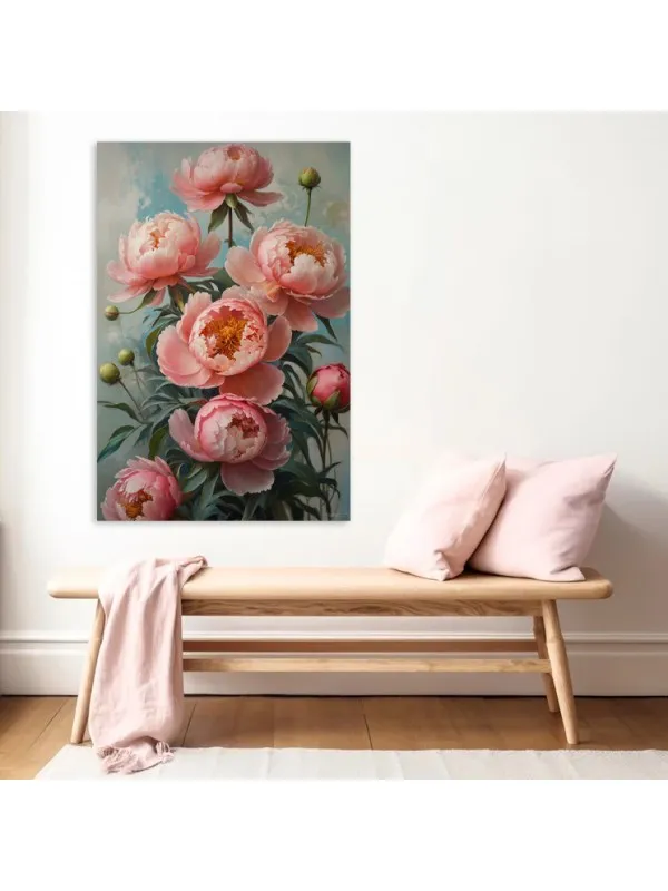 Tablou canvas Bujorii timpului – decor floral — imaginea 2