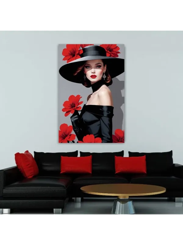 Tablou canvas Elegant women with flowers – portret artistic — imaginea 4