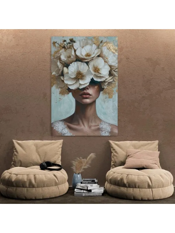 Tablou canvas Gânduri înflorite – portret feminin — imaginea 2