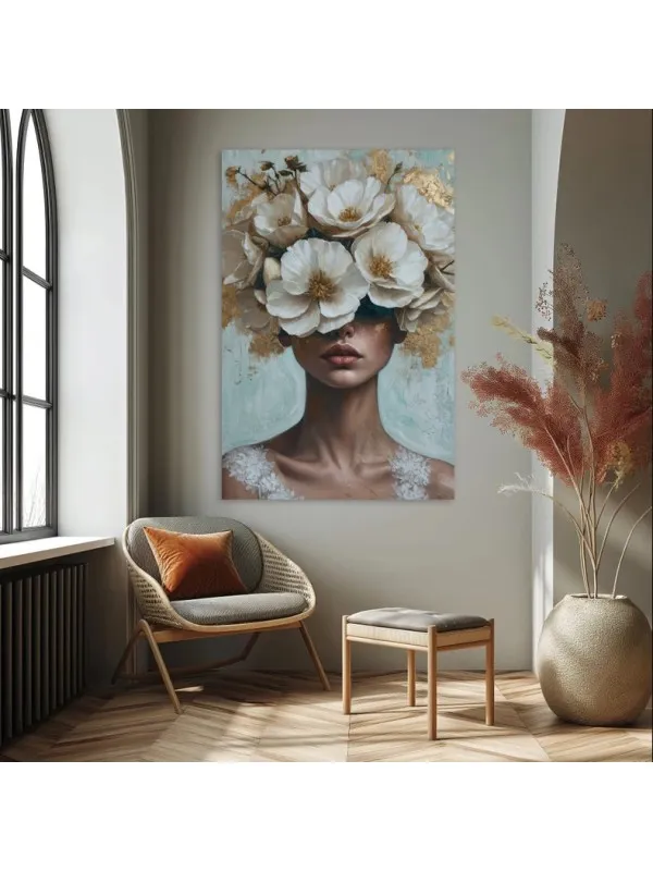 Tablou canvas Gânduri înflorite – portret feminin — imaginea 3