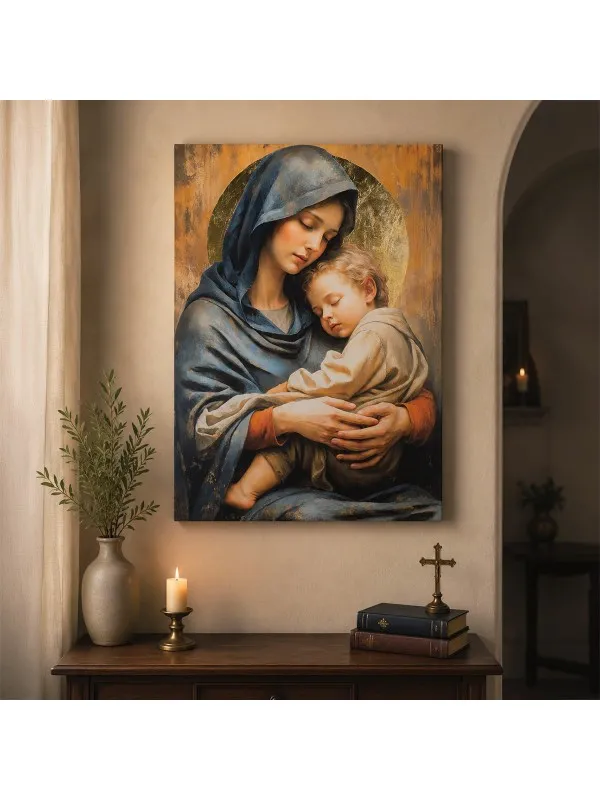 Icoana Maicii Domnului cu Pruncul – cu foiță aurie, model II — imaginea 6