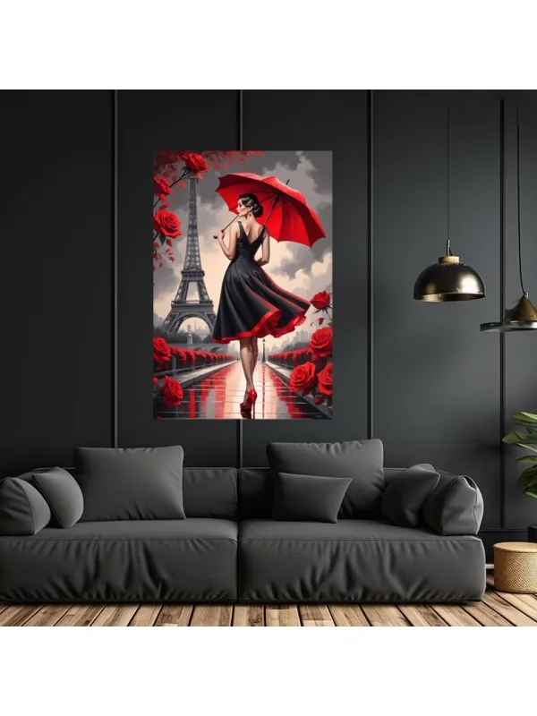 Tablou canvas Umbrela roșie – portret artistic de femeie — imaginea 2