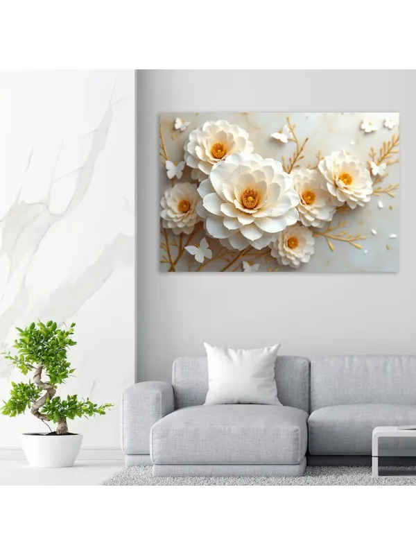 Tablou canvas Rază albă – decor floral — imaginea 2
