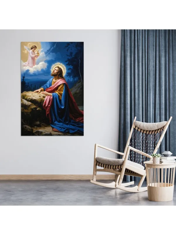 Tablou canvas Rugăciunea din Grădina Măslinilor – Iisus și înger cu potir — imaginea 5