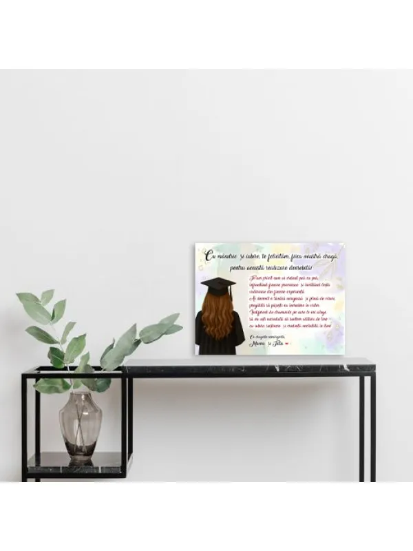 Tablou canvas personalizat pentru absolvirea fiicei tale – scrisoare de la părinți — imaginea 3