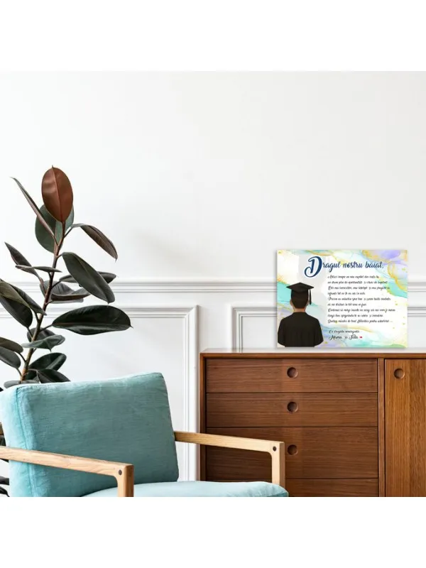 Tablou canvas personalizat pentru absolvirea fiului tău – scrisoare de la părinți — imaginea 2