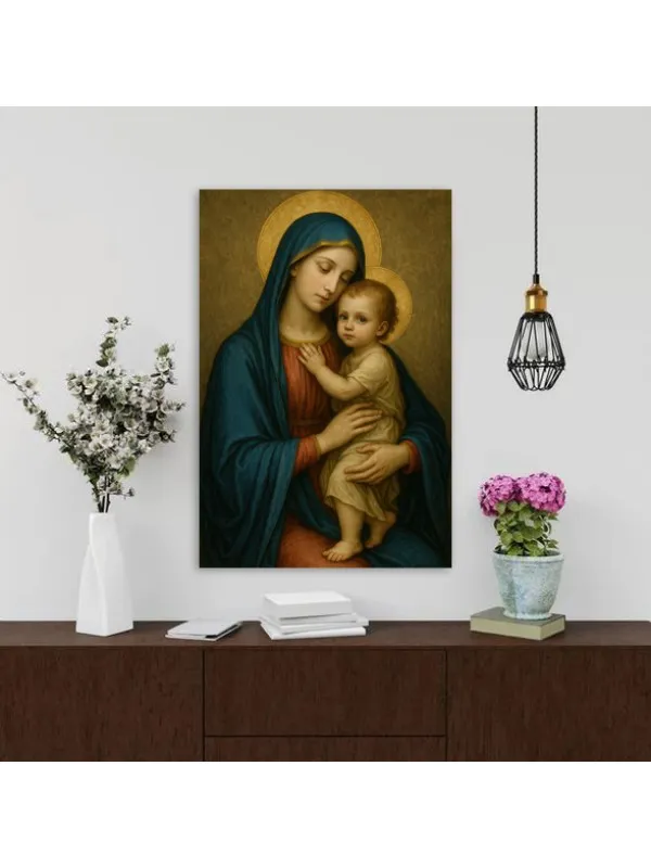 Tablou canvas Îmbrățișarea divină – Maica Domnului cu Pruncul — imaginea 5