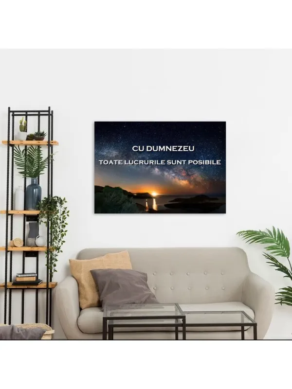 Tablou canvas Cu Dumnezeu toate lucrurile sunt posibile – mesaj pe cer înstelat — imaginea 2