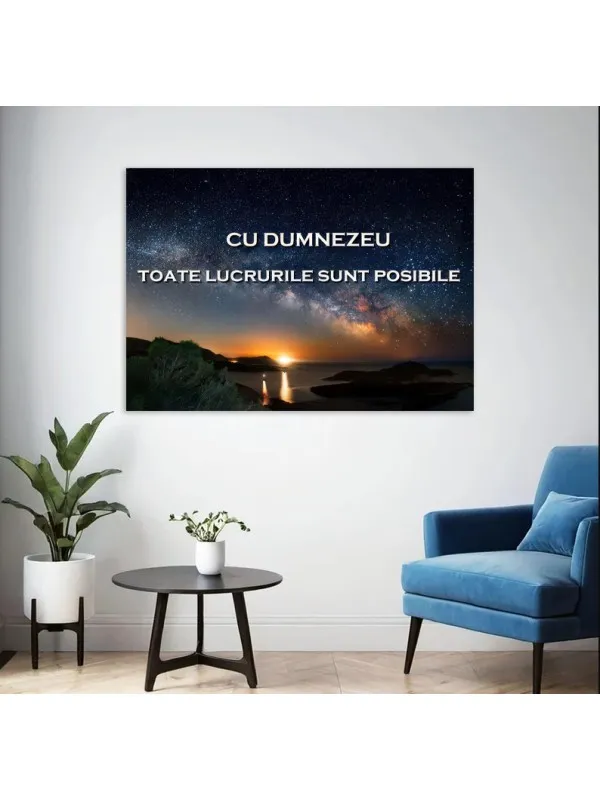 Tablou canvas Cu Dumnezeu toate lucrurile sunt posibile – mesaj pe cer înstelat — imaginea 3