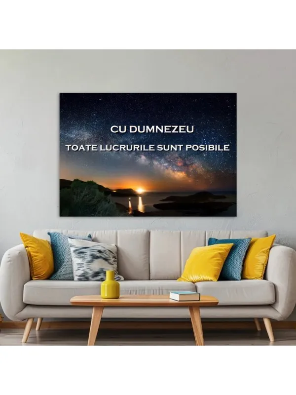 Tablou canvas Cu Dumnezeu toate lucrurile sunt posibile – mesaj pe cer înstelat — imaginea 4