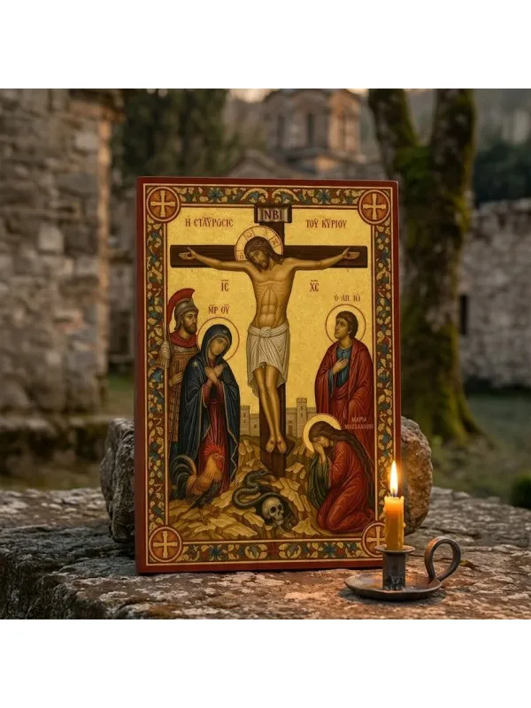 Icoana Răstignirii Domnului – cu șarpele și cocoșul — imaginea 4