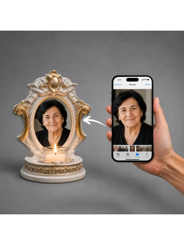 Candelă memorială personalizată cu poză – Lumina veșnică — imaginea 2