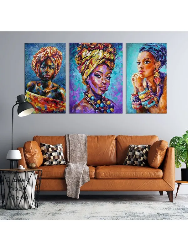 Set tablouri canvas African women – portrete expresive — imaginea 2