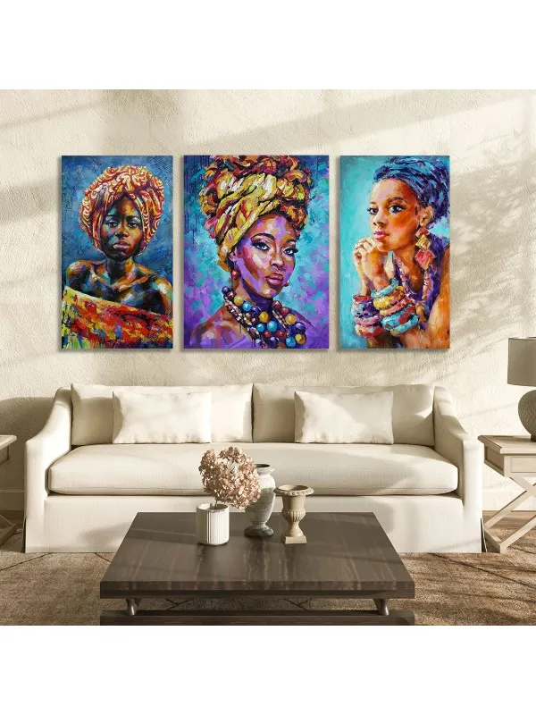 Set tablouri canvas African women – portrete expresive — imaginea 3