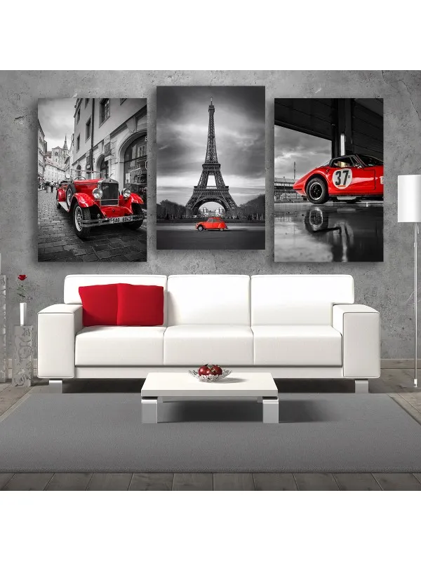 Set 3 tablouri canvas Retro car – tematică auto — imaginea 2