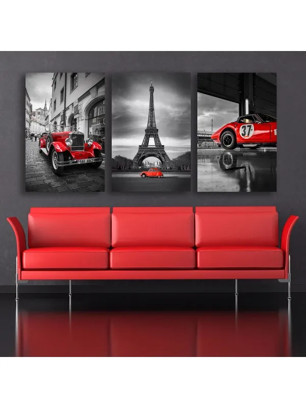 Set 3 tablouri canvas Retro car – tematică auto — imaginea 3
