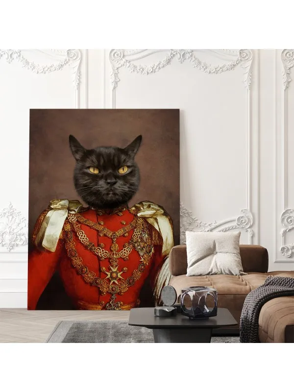 Tablou personalizat cu animalul tău – portret în uniformă regală roșie — imaginea 4