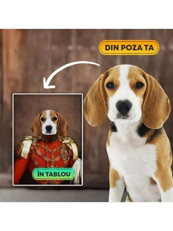 Tablou personalizat cu animalul tău – portret în uniformă regală roșie — imaginea 5