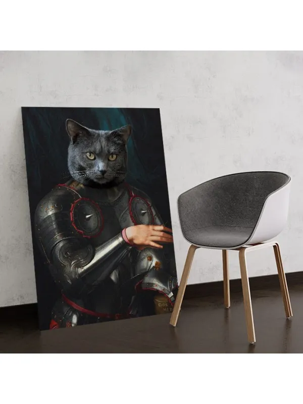 Tablou personalizat cu animalul tău – portret în armură renascentistă — imaginea 4
