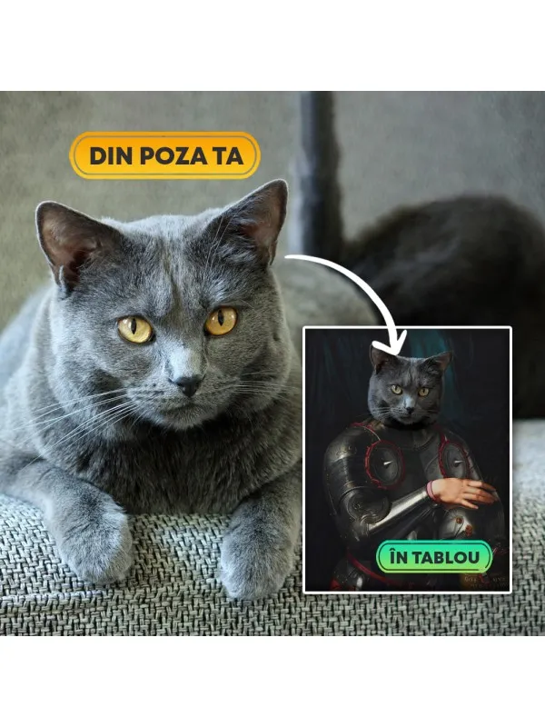 Tablou personalizat cu animalul tău – portret în armură renascentistă — imaginea 5