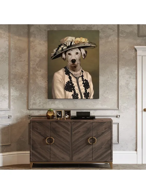 Tablou personalizat cu animalul tău – portret de doamnă cu pălărie — imaginea 3