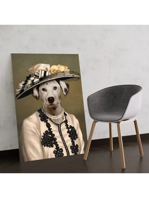 Tablou personalizat cu animalul tău – portret de doamnă cu pălărie — imaginea 4