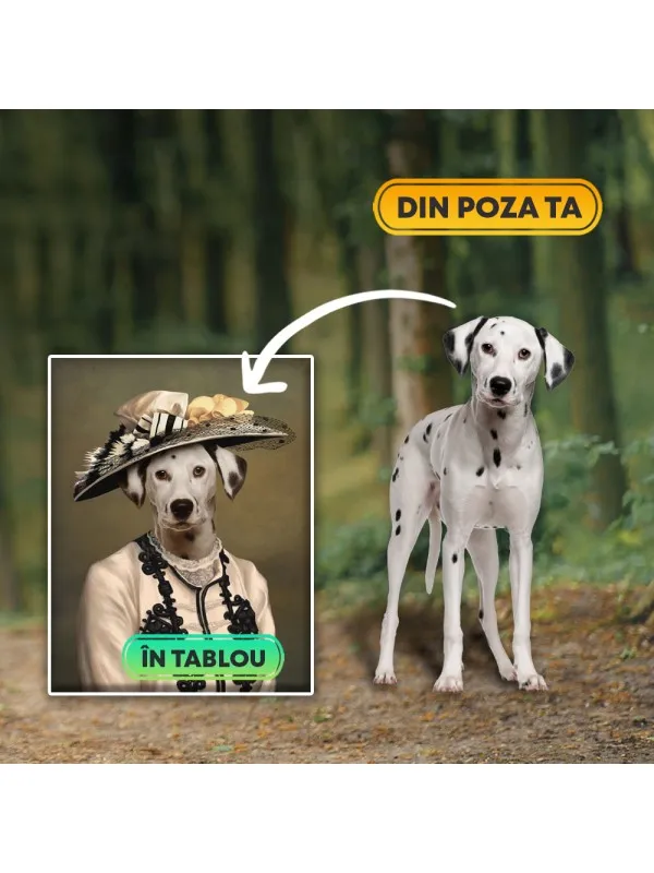 Tablou personalizat cu animalul tău – portret de doamnă cu pălărie — imaginea 5