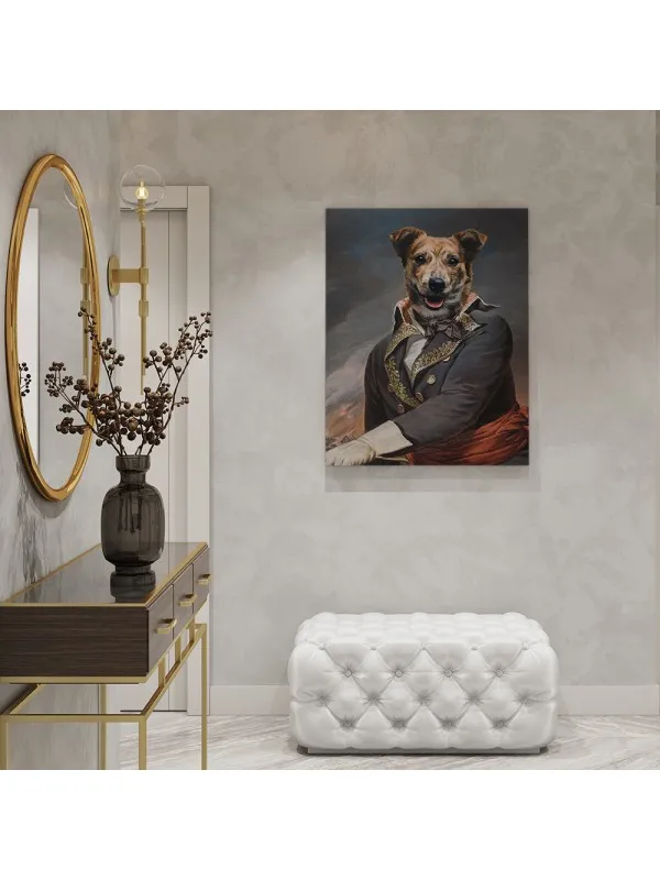 Tablou personalizat cu animalul tău – portret de ofițer în haină de epocă — imaginea 2